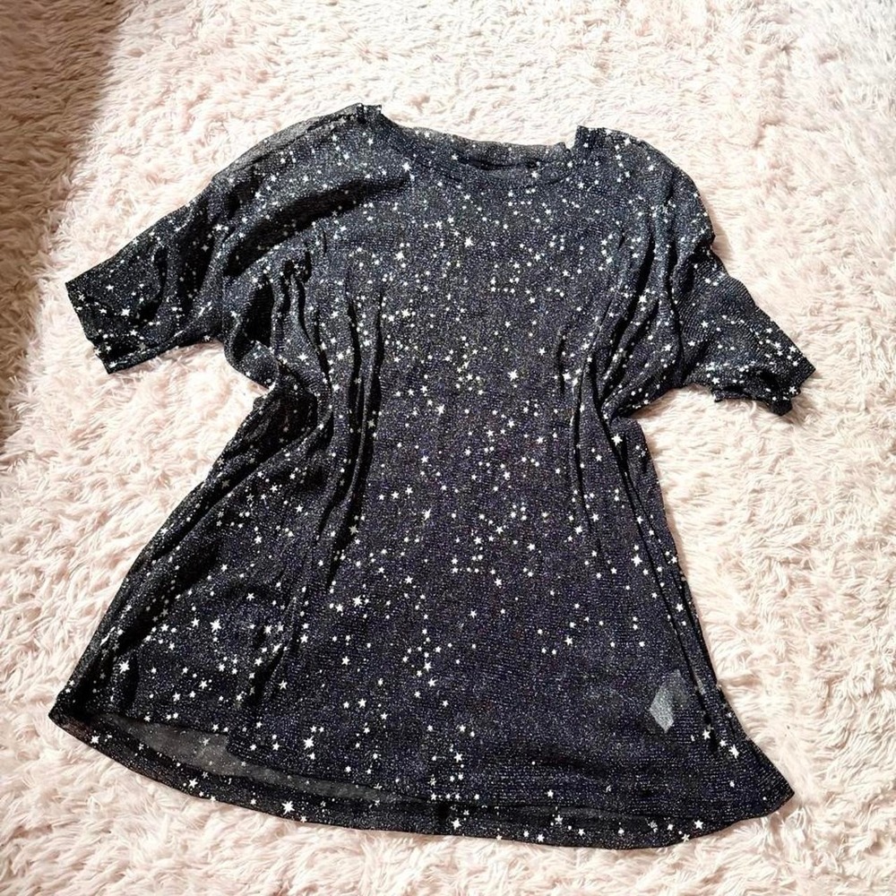 Celestial Witchy Sheer Stars Whimsygoth Layering Oversized Top Womens XL Rave